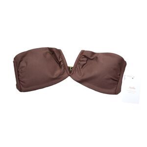 Andie Swim The Scala Bikini Top Strapless V Neck Espresso Brown Size XS